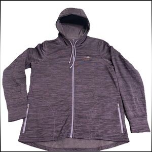 L.L. Bean Women's L REG Heathered Plum Zip Hoodie Thumb Holes Primaloft Fleece